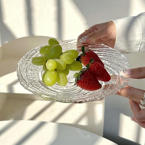 MARTVIA Glass Serving and Dinner Plate 9 Inch, Set of 2 Crystal Clear Glass Plate, Vintage Dinnerware for Pasta,Salad,Dessert Serving Party Fruits, Snacks Home Wedding Decor for Gift Set (MV-12) - Image 3