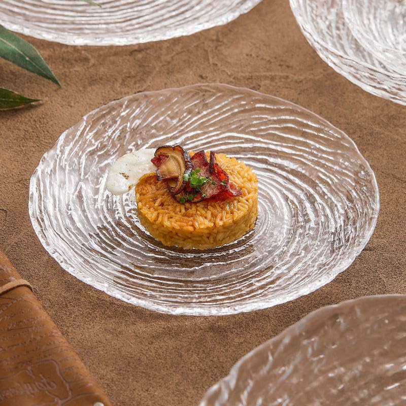 MARTVIA Glass Serving and Dinner Plate 9 Inch, Set of 2 Crystal Clear Glass Plate, Vintage Dinnerware for Pasta,Salad,Dessert Serving Party Fruits, Snacks Home Wedding Decor for Gift Set (MV-12) - Image 4