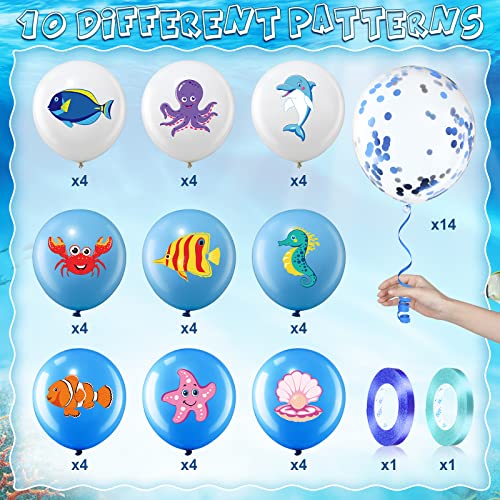 Aoriher 50 Pieces Sea Animals Balloons Party Decorations, Under the Sea Birthday Party Latex Balloons Ocean Theme for Boys Girls Marine Creatures Beach Party Favors Baby Shower Supplies - Image 2