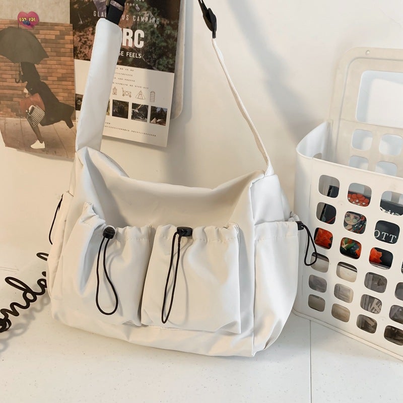 Trendy Japanese-Style Workwear Crossbody Bag For Men, Solid Color Versatile Large-Capacity Casual Simple Shoulder Messenger Bag For Women - Image 1