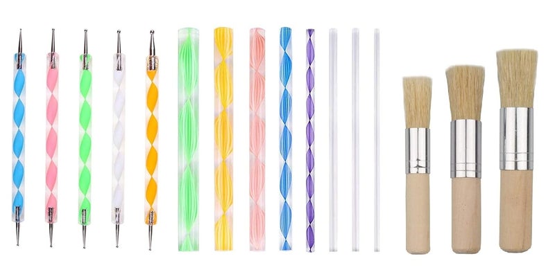Definite Definite Art Mandala Art Dot Art Making Kit Pack of 8 Mandala Sticks 5 Dotting Tools 3 Stencil Hog Brushes 