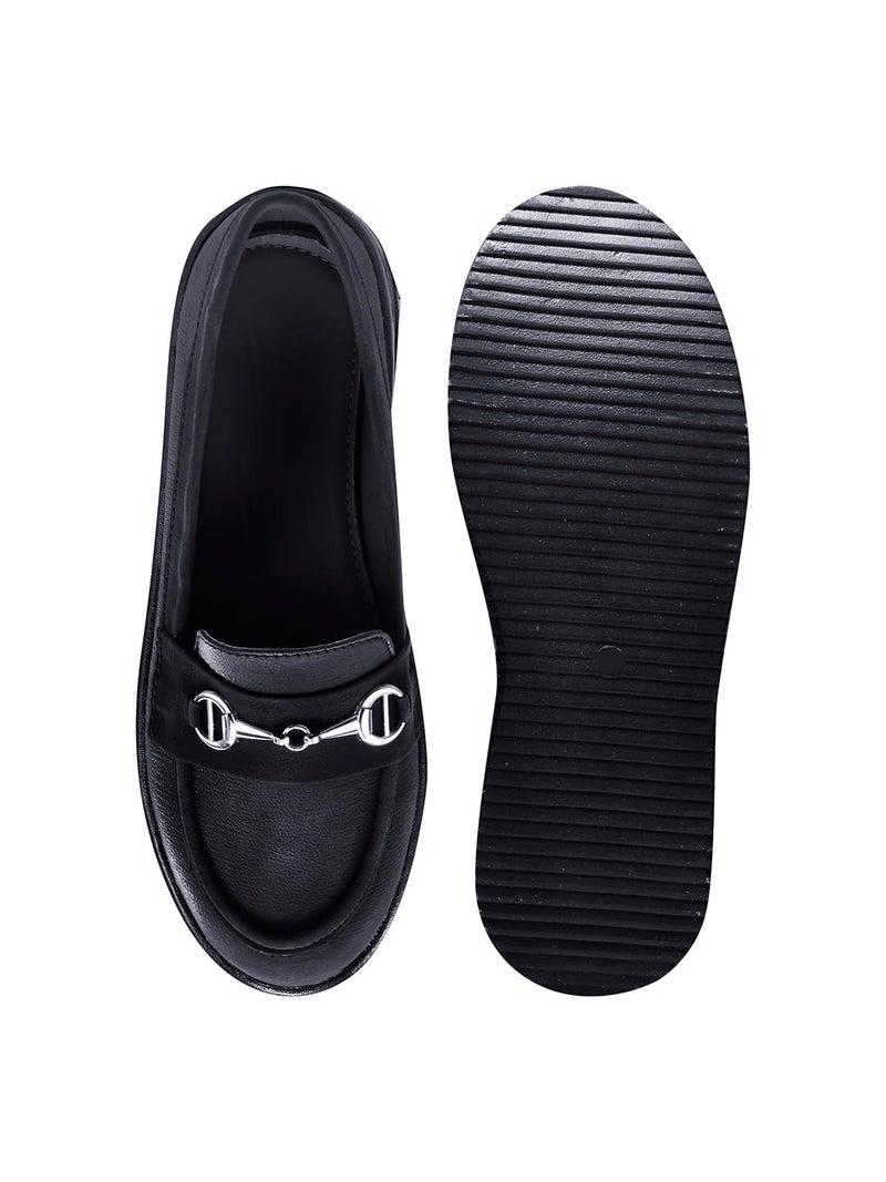 Shoetopia أحذية شوتوبيا النسائية السوداء الأنيقة مع فيونكة | أحذية مصممة بنمط مزخرف مع إبزيم وsole مريح EU41 - Image 5