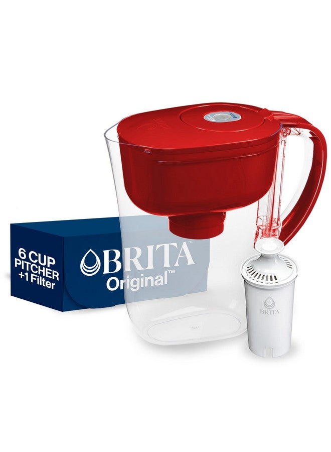 BRITA Brita Water Filter Pitcher for Tap and Drinking Water with 1 Standard Filter, Lasts 2 Months, 6-Cup Capacity, BPA Free, Red  - Image 1