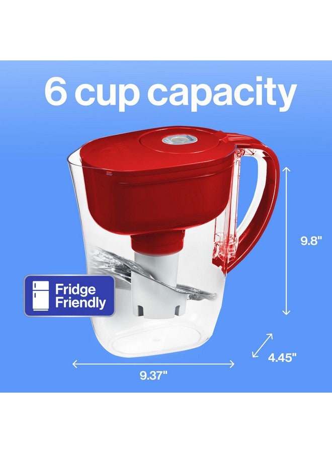 BRITA Brita Water Filter Pitcher for Tap and Drinking Water with 1 Standard Filter, Lasts 2 Months, 6-Cup Capacity, BPA Free, Red  - Image 4