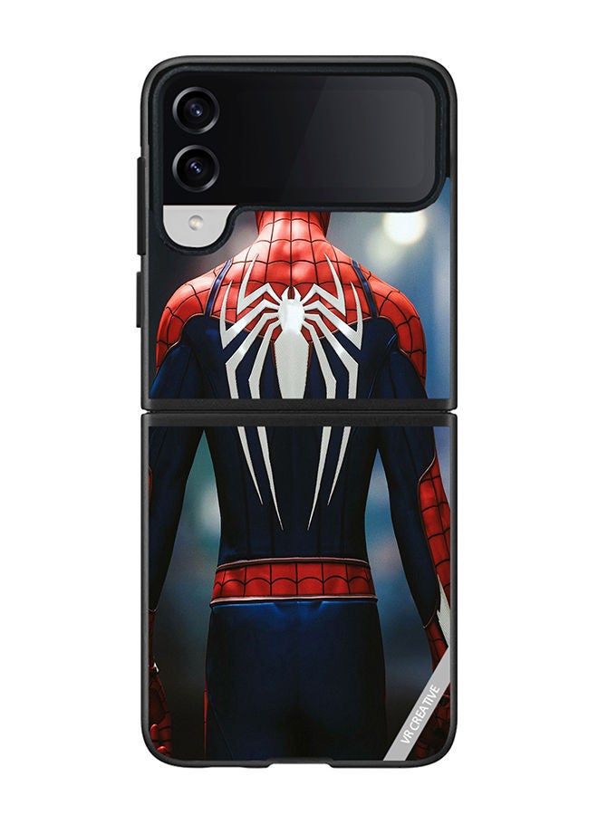 VR CREATIVE Protective Case Cover For Samsung Galaxy Z Flip4 Spiderman Back Design Multicolour - Image 1