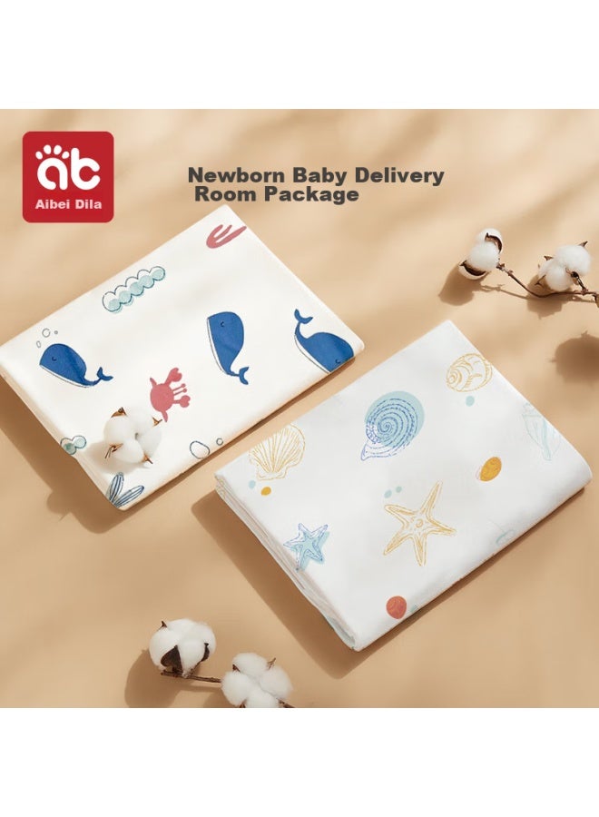 AIBEDILA Aibeidila Newborn Baby Swaddle, Pure Cotton Swaddling Cloth, Wrap Blanket, All-season Baby Wrap, Sleeping Bag, 95cm Single Layer, 2 Pieces - Image 2