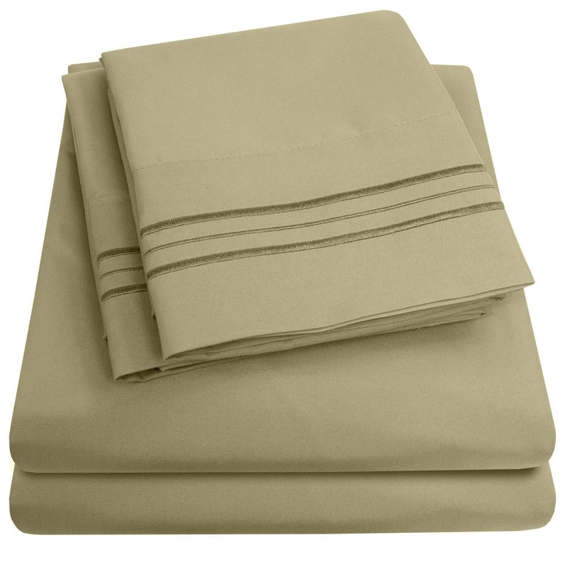 Sweet Home Collection 1500 Supreme Collection Queen Sheet Sets Sage Green  Luxury Hotel Bed Sheets and Pillowcase Set for Queen Mattress  Extra Soft Elastic Corner Straps Deep Pocket Sheets Queen Sage Green  - Image 1