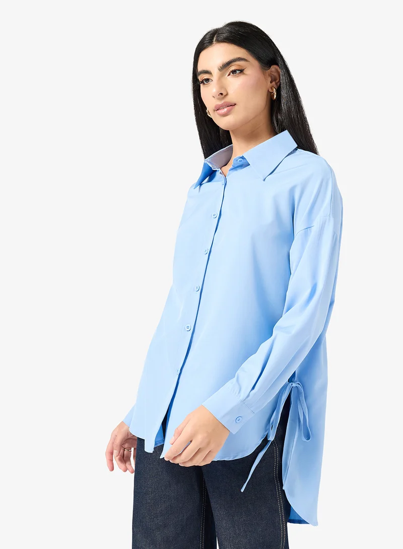 ELLA Button Down Shirt With Side Tie Up