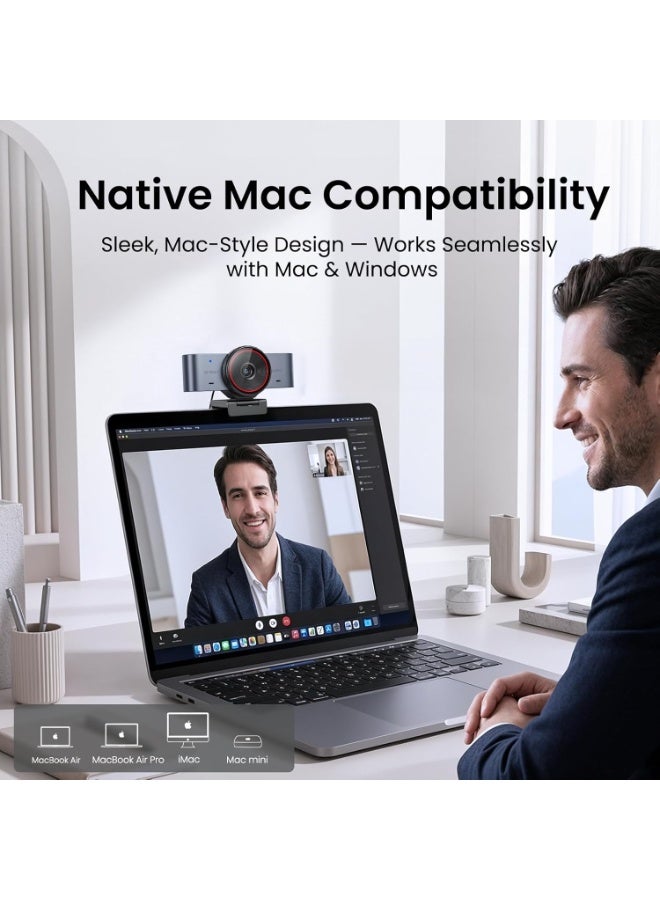 EMEET C960 Ultra 4K Webcam with Large 1/1.5" Sensor, 0.2s Autofocus, Dual Mics, and Privacy Cover for Mac & PC - Image 4