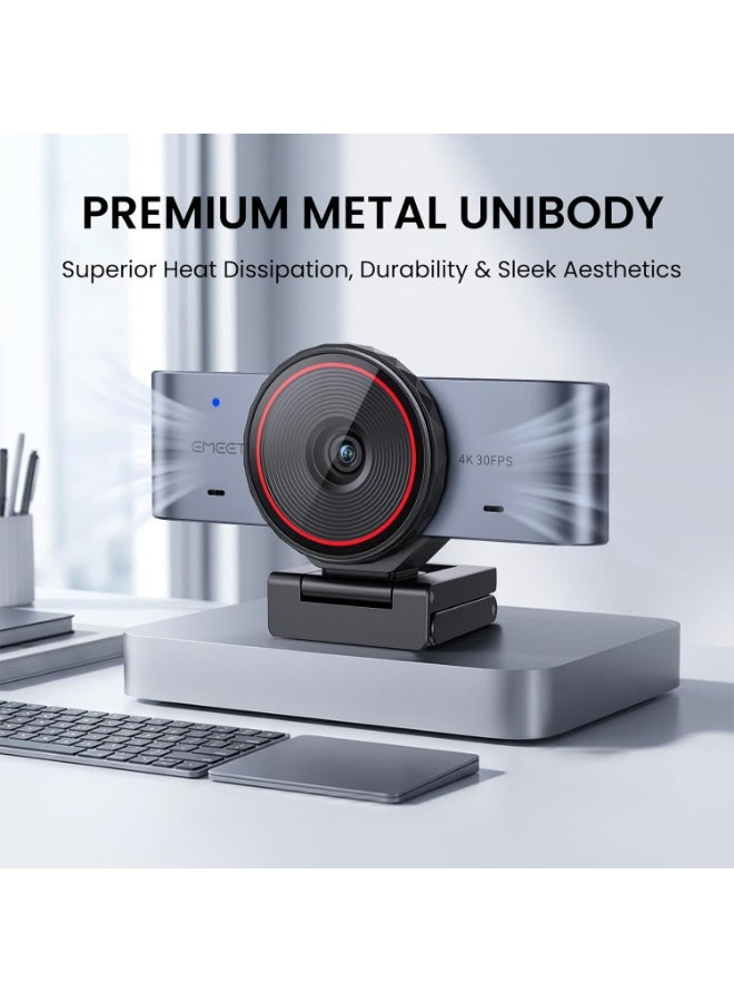 EMEET C960 Ultra 4K Webcam with Large 1/1.5" Sensor, 0.2s Autofocus, Dual Mics, and Privacy Cover for Mac & PC - Image 5