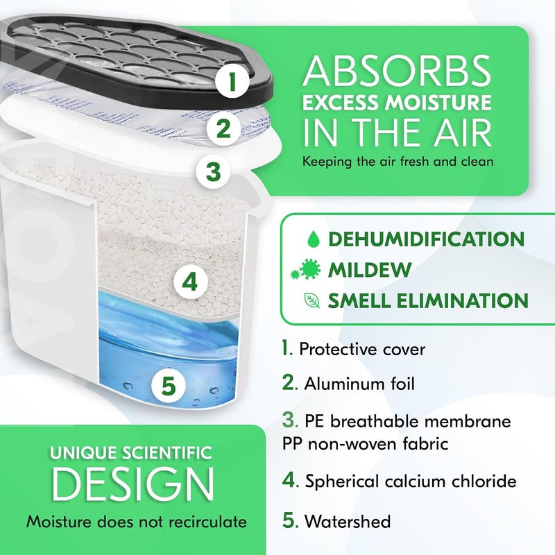 AMROAH 6 Pack 600ml Humidity Moisture Absorbers Boxes Dehumidifier & Odor Eliminator with Activated Carbon, Absorber Moisture Containers for Home Bathroom Basement Closet Kitchen Wardrobe - Image 5