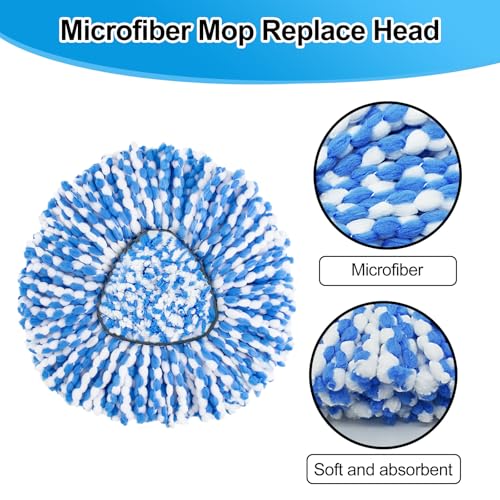 Heuihm Spin Mop Handle,Mop Head,Base and Brush for OCedar RinseClean 2 Tank System,Include 2 Microfiber Spin Mop Replacement Head,4 Section 30-58" Iron Mop Handle,1 Base and 1 Scrub Brush for Floor Cleaning - Image 4