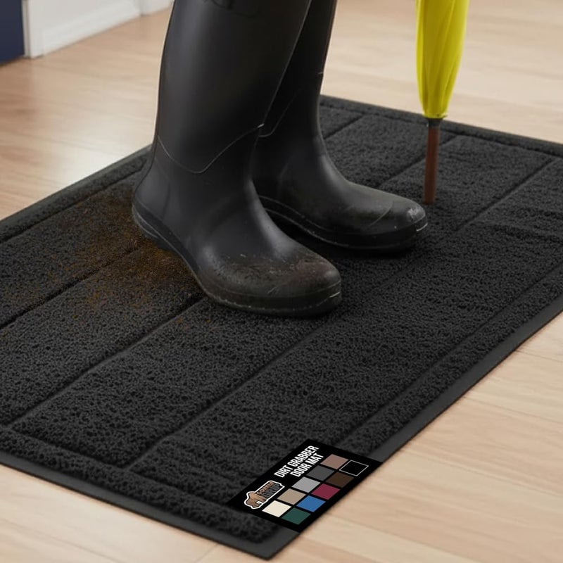 GORILLA GRIP Dirt Grabber Indoor Outdoor Door Mat 35x23 Durable Mesh Weave Dirt Trapper Doormat for Outside Entrance High Traffic Mud Scraper Low Profile for Entry Heavy Duty Welcome Mat Black - Image 2