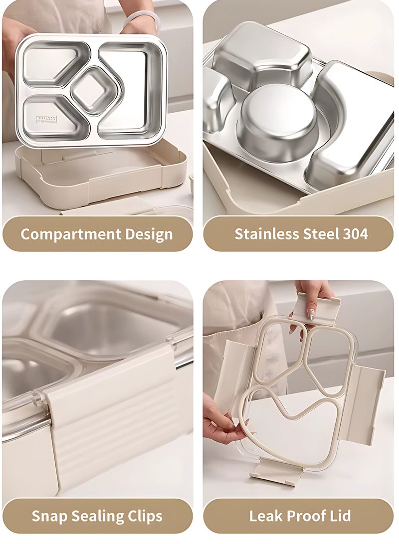 Twisoo Stainless Steel Lunch Box – Stackable Food Container with Leak-Proof Seal, Waterproof Compartments, Fresh-Keeping Bento Box for Adults & Kids, Simple Modern Design  - Image 3