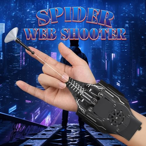 AQEWK Spider Web Shooter with Gloves 8 FT Real Web Launcher String Shooters Toy for Kids Cool Gadget Wrist String Shooter for Superhero RolePlayBlack - Image 5