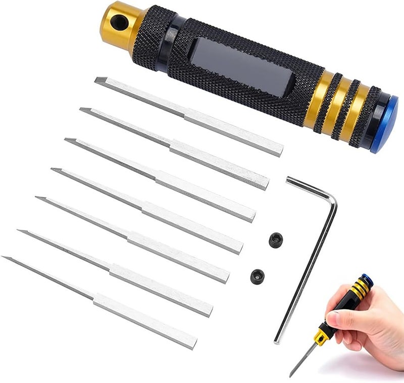 7 في 1 نموذج سكريبر بمقبض ألومنيوم و7 شفرات من الفولاذ التنغستن لنماذج الراتنج والبلاستيك - Image 2