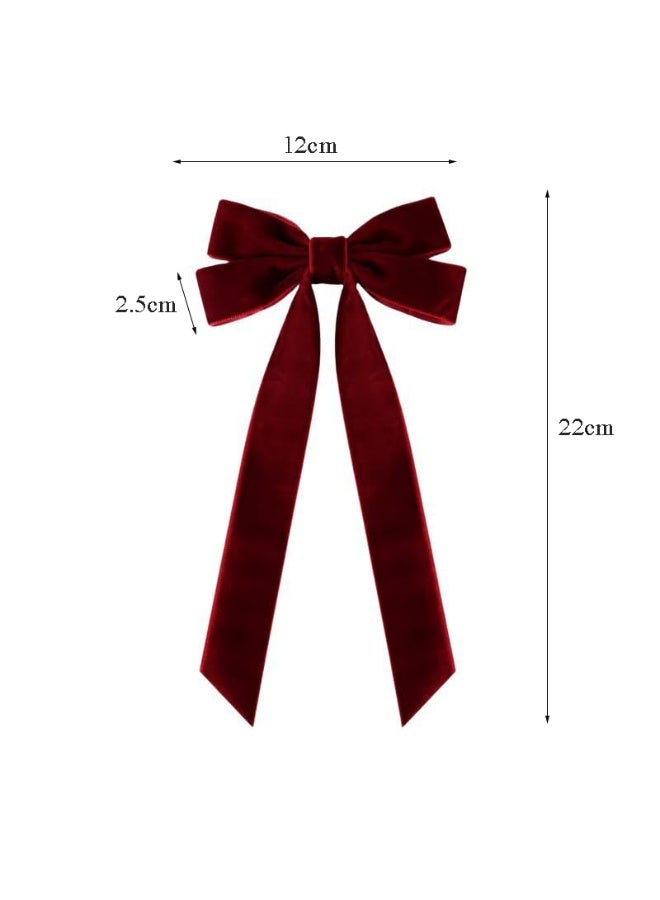 JCD 4 Pcs Velvet Bow Hair Clips, Large Ribbon Hairpins, Vintage Style, Red & Black - Image 2