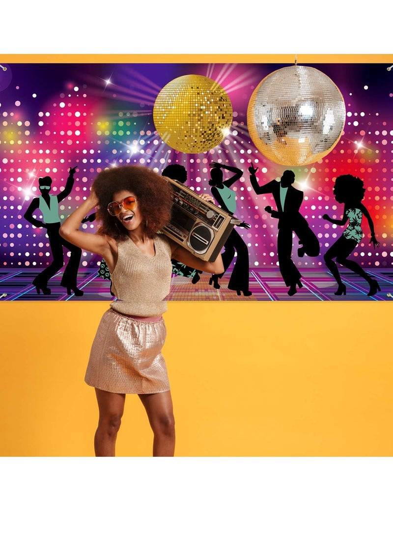 NIBEMINENT 70s 80s 90s Disco Party Supplies, Backdrop Background Banner, Fever Dancers Decorations, Supplies Kit for Neon Night Birthday Photography Photo Booth (110 * 185 cm) - Image 3
