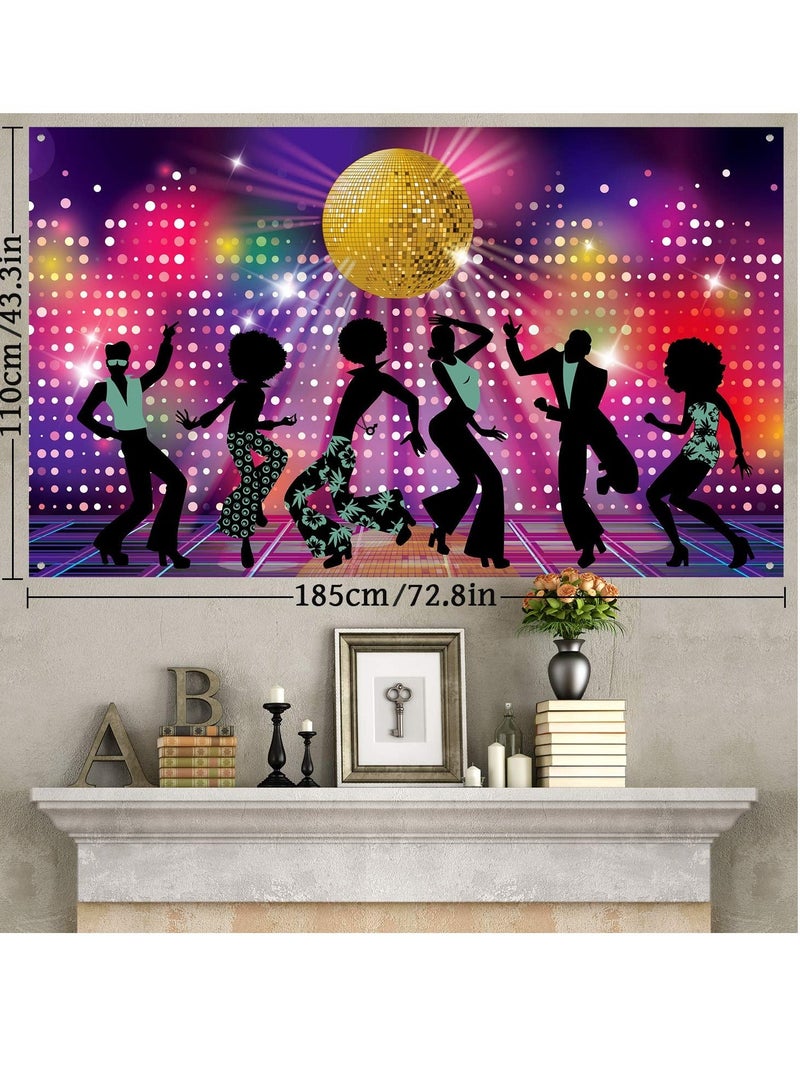 NIBEMINENT 70s 80s 90s Disco Party Supplies, Backdrop Background Banner, Fever Dancers Decorations, Supplies Kit for Neon Night Birthday Photography Photo Booth (110 * 185 cm) - Image 2