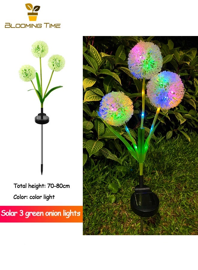 بلومنغ تايم اثنين 3-رئيس الشمسية الأخضر البصل أضواء ، الهندباء الأرض المكونات في أضواء ، في الهواء الطلق فيلا فناء حديقة الديكور أضواء الحديقة - Image 2