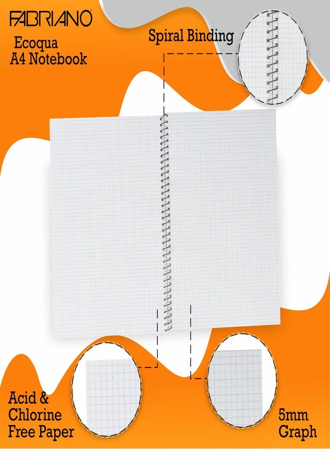 Fabriano Ecoqua A4 Sprial Bound Graph 5MM Notebook Yellow - Image 4