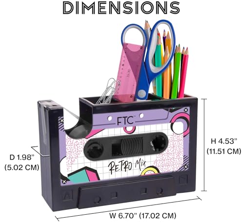 FTC Fun Cassette Tape Dispenser - Retro Office Supplies Holder - Vintage Desk Decor Accessories - 6.70" x 1.98" x 4.53" (Retro Mix Tape) - Image 4