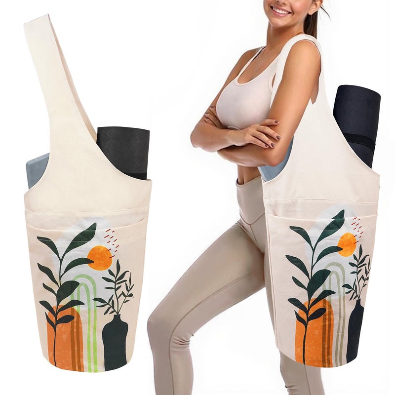 saniwu Bohemian Yoga Mat Bag Carrier Large Capacity Durable with Interior Zipper Pocket for Workout Pilates Gym Travel - Image 1