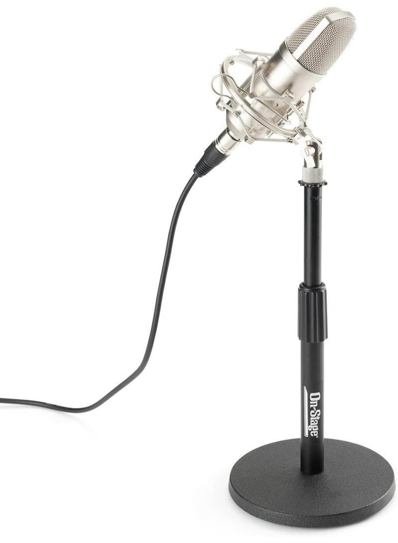 OnStage حامل ميكروفون مكتبي قابل للتعديل DS7200B من On-Stage (للتسجيل، البث، البودكاست، الجيتار، الطبول والمضخمات، ارتفاع قابل للتعديل، قاعدة وزن دائري، خيوط 5/8 بوصة-27، معدني، أسود) - Image 4