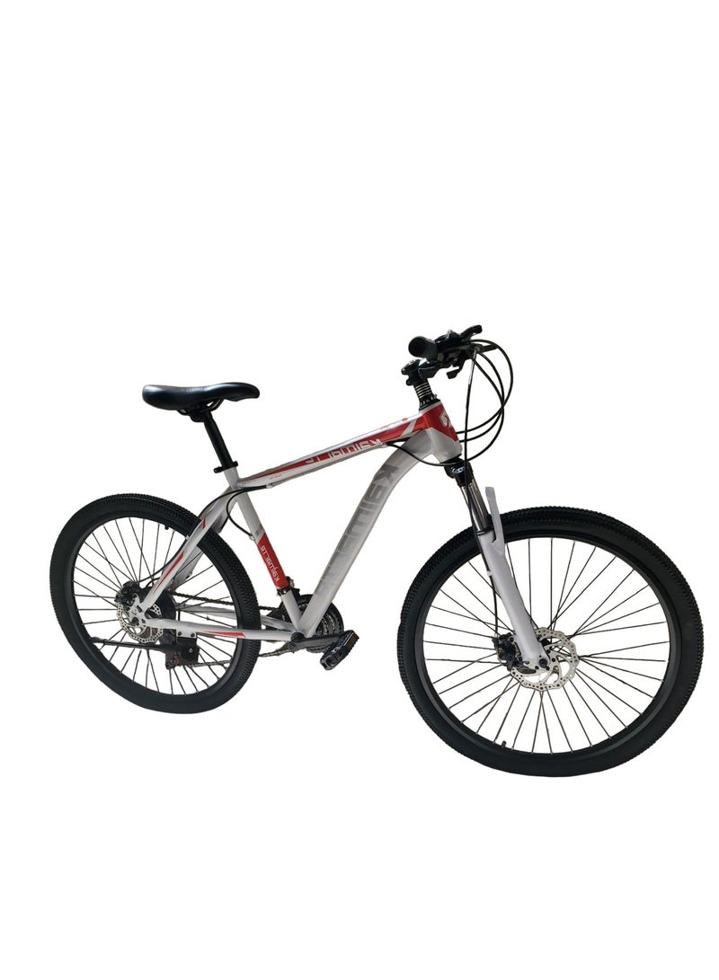 Generic Shard Mountain Bike, 27.5 Inch, Steel Frame, Dual Disc Brake, 21 Speed, Kamarati, red/white  - Image 1