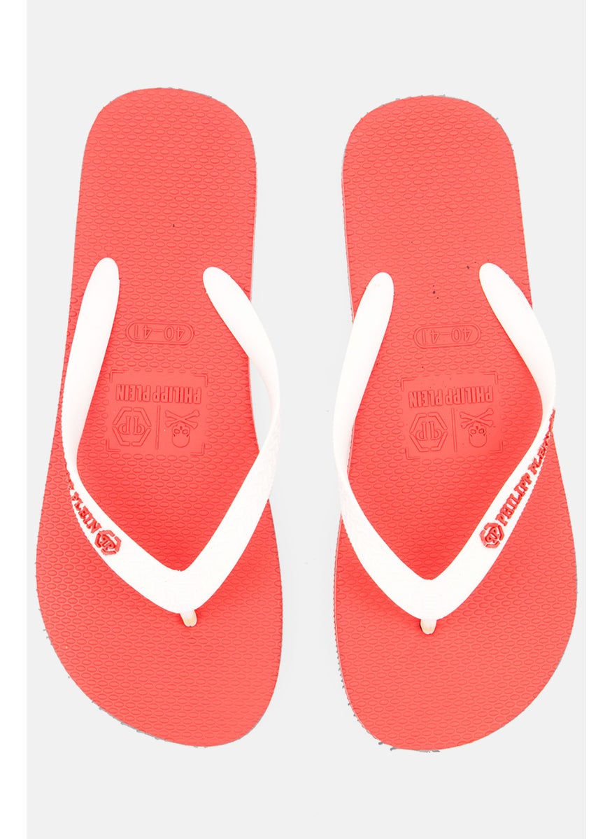 PHILIPP PLEIN Men Slip On Brand Logo Slippers, Red  - Image 4