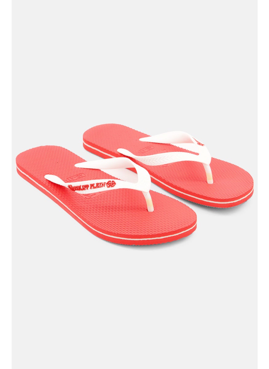 PHILIPP PLEIN Men Slip On Brand Logo Slippers, Red  - Image 1