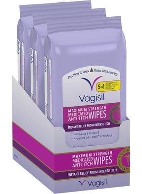 Vagisil Vagisil Wipes, Anti-Itch Medicated Feminine Vaginal Wipes, Maximum Strength, Instant Relief, 20 Wipes (Pack of 3) 