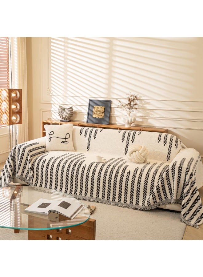 Chenille Sofa Cover Couch Protector Slipcover Anti-Scratch Cat Proof Pet Furniture Cover | Double-Sided Thick Chenille Sofa Throw with Tassels | Universal Fit 1 2 3 4 Seater L Shape U Shape Sofa | Modern Solid Color - Image 2