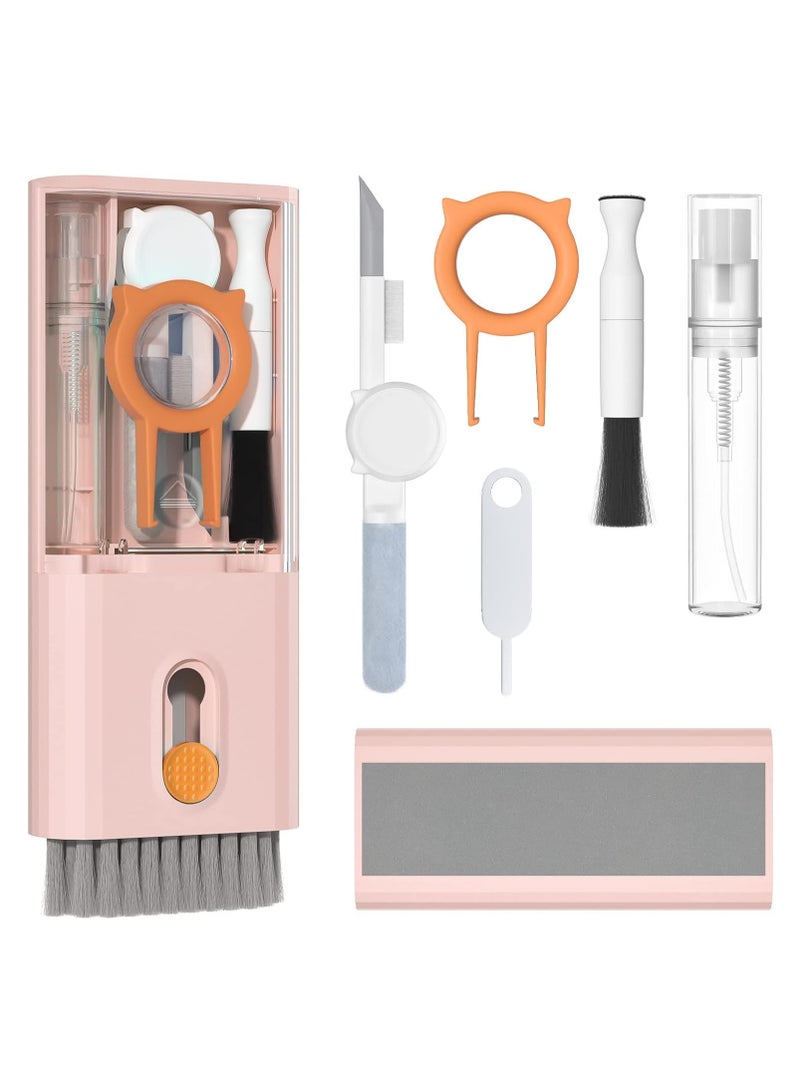 Cleaning Kit for Airpods 10 in 1 Keyboard Cleaner with Brush Headphone Cleaning Pen, Multifunctional Cleaning Set for Camera, Laptop, PC Monitor, Phone, Pink - Image 1
