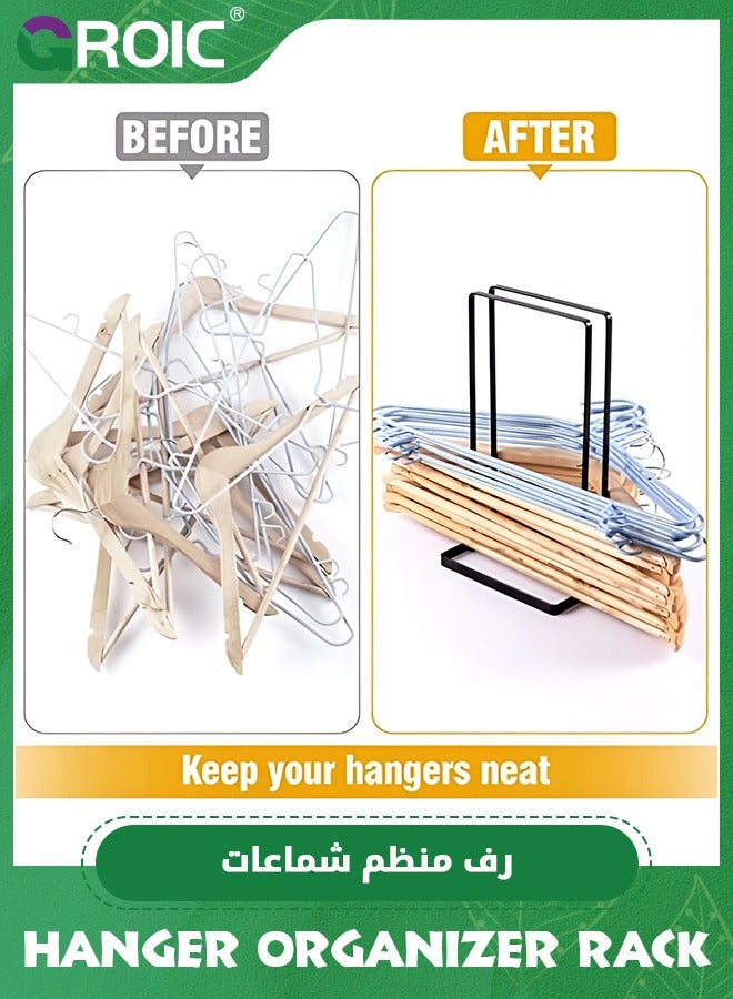 GROIC Portable Hanger Organizer Rack, Hanger Storage Hanger, Velvet Clothes Hanger Holder, Wire Hanger Stacker Hanger Holder Organizer, Hanger Stacker for Laundry Room Closet Dry Cleaning Room - Image 5