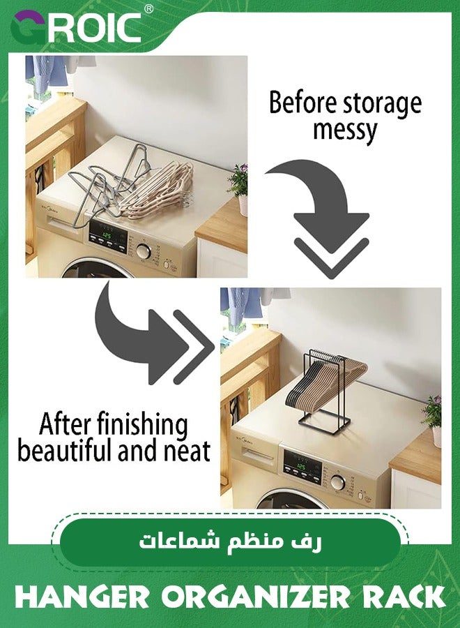 GROIC Portable Hanger Organizer Rack, Hanger Storage Hanger, Velvet Clothes Hanger Holder, Wire Hanger Stacker Hanger Holder Organizer, Hanger Stacker for Laundry Room Closet Dry Cleaning Room - Image 3