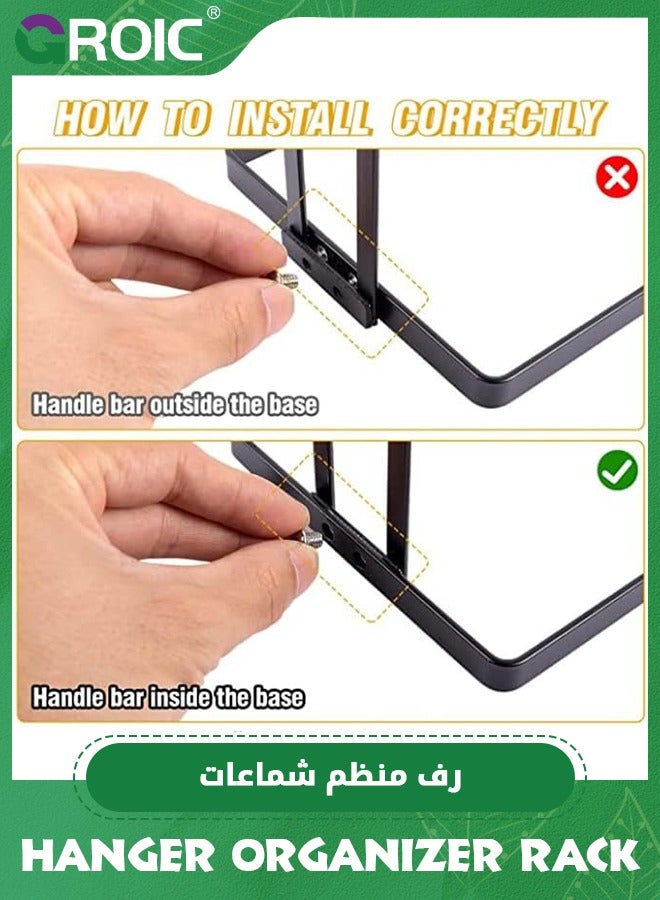 GROIC Portable Hanger Organizer Rack, Hanger Storage Hanger, Velvet Clothes Hanger Holder, Wire Hanger Stacker Hanger Holder Organizer, Hanger Stacker for Laundry Room Closet Dry Cleaning Room - Image 4