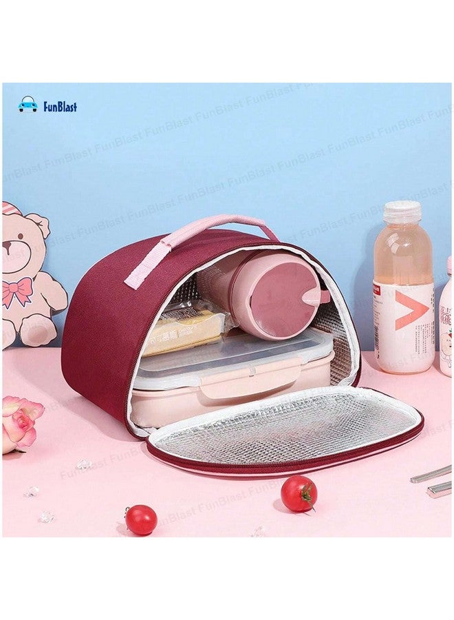 فنبلاست حقيبة غداء فن بلاست - حقيبة تيفين للمكتب، حقيبة حمل متعددة الأغراض لصندوق الغداء أثناء السفر للنساء والرجال، حقيبة تيفين للمدرسة والمكتب والنزهات وحقيبة يد لصندوق الغداء (وردي كستنائي) - Image 4