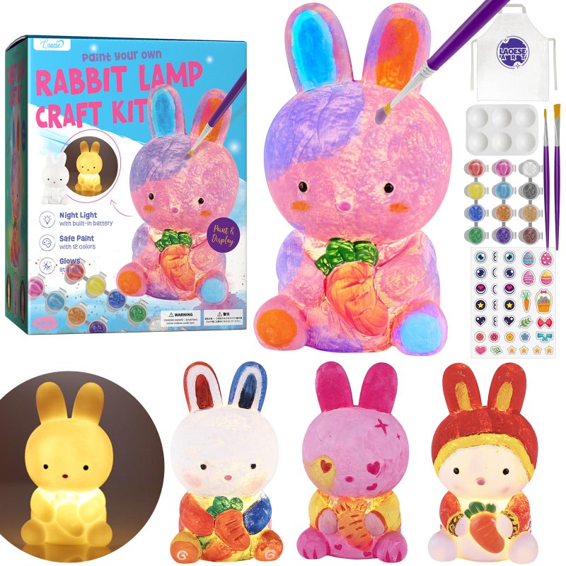 LAOESE Paint Your Own Bunny Lamp Kit Art Supplies Painting Kits for Kids Arts and Crafts for Kids Ages 812 Bunny Toys Girls Boys Birthday Easter Gifts for Kids Ages 3 4 5 6 7 8 9 10 11 12 - Image 2