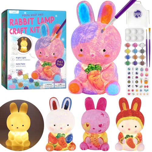 LAOESE Paint Your Own Bunny Lamp Kit Art Supplies Painting Kits for Kids Arts and Crafts for Kids Ages 812 Bunny Toys Girls Boys Birthday Easter Gifts for Kids Ages 3 4 5 6 7 8 9 10 11 12 - Image 1