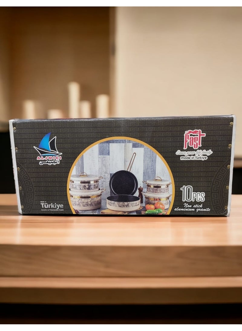 فاست طقم حلل جرانيت تركي رمادي غامق 10 قطع - Image 2