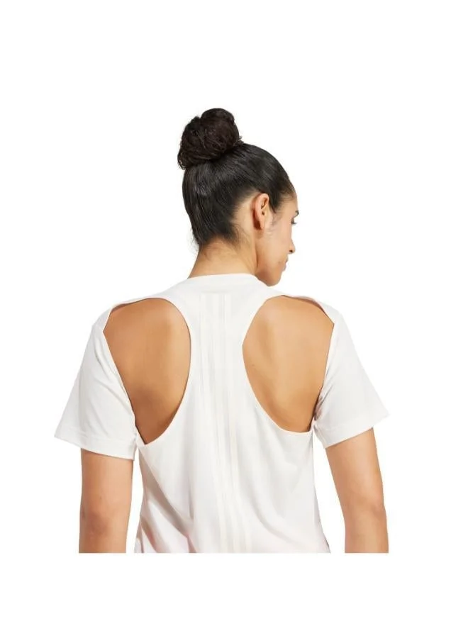 Adidas CWHITE PrimeLift Back-Cutout 3-Stripes T-Shirt for Women | Best Price UAE
