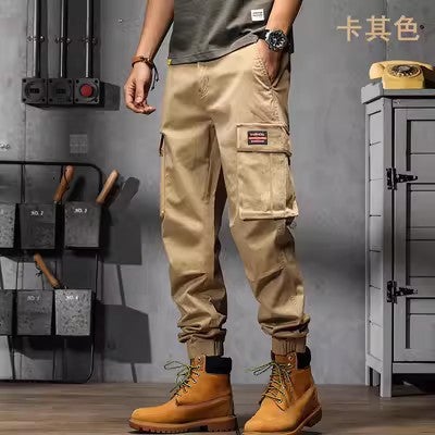 Vintage Cargo Pants Men Summer Lightweight Loose Fit Beige overalls - Image 4
