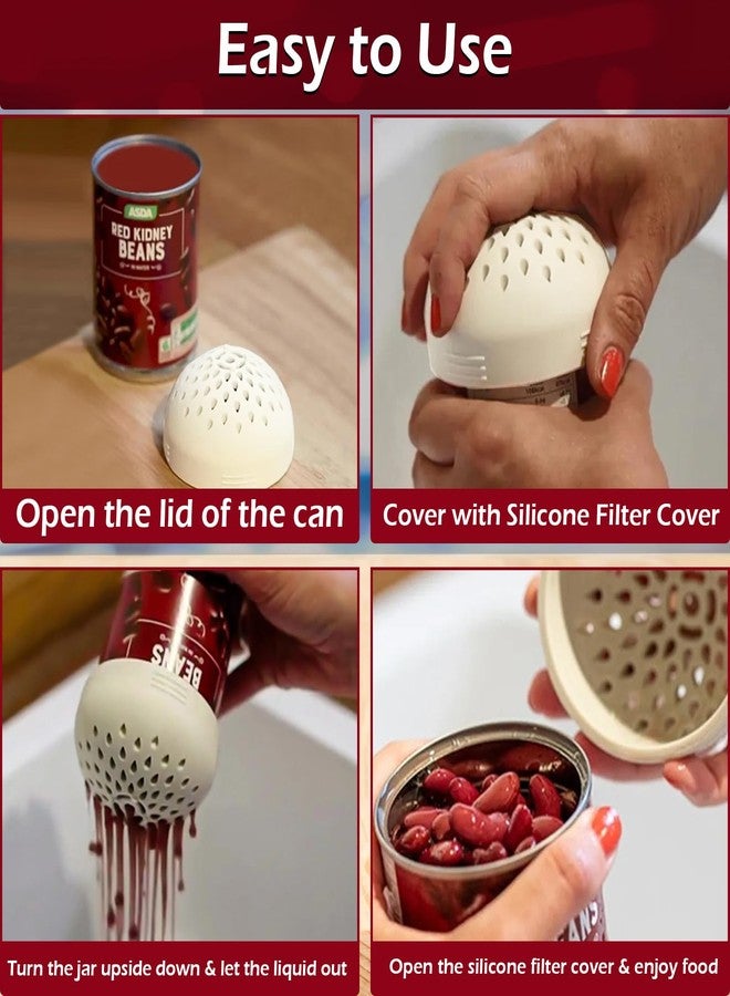 هوم-إكس مصفاة علب سيليكون من هوم-إكس - مصفاة مرنة تناسب أحجامًا مختلفة من العلب - مصفاة لتجفيف الفواكه والفاصوليا والخضراوات المعلبة - مصفاة صغيرة للعلب - أبيض - Image 3