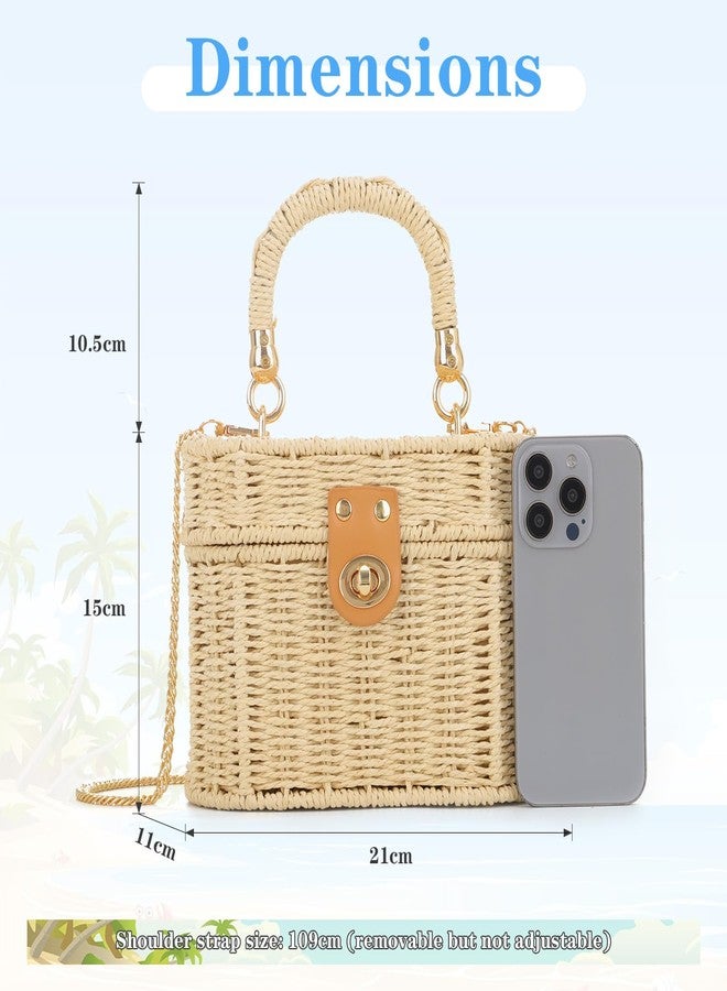 KUANG! Handwoven Basket Straw Purse for Women Woven Straw Rattan Shoulder Bag Vintage Beach Tote Bag - Image 2