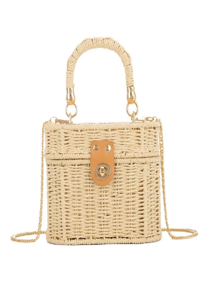 KUANG! Handwoven Basket Straw Purse for Women Woven Straw Rattan Shoulder Bag Vintage Beach Tote Bag - Image 1
