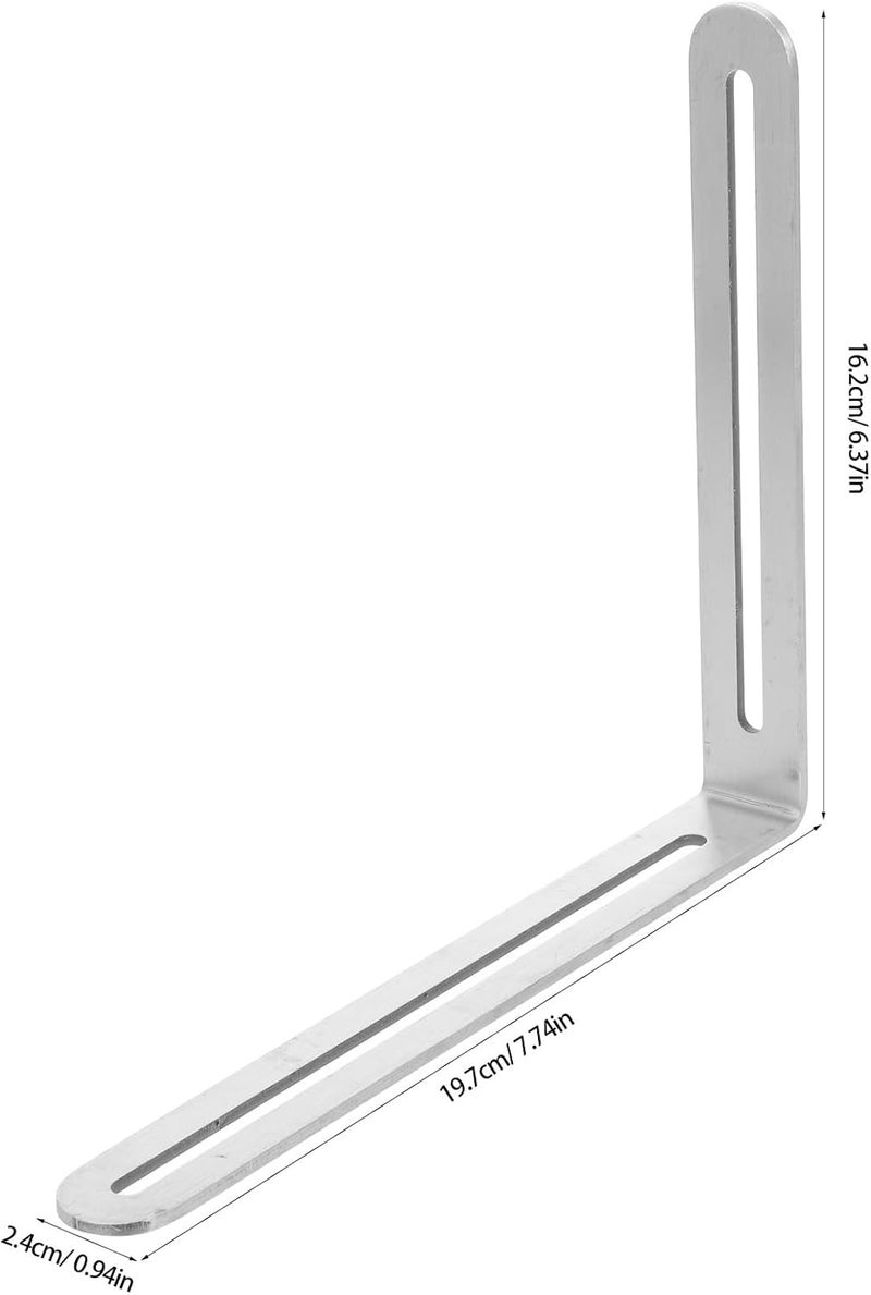 Garneck 2pcs Stainless Steel L Bracket Heavy Duty Slotted Right Angle Corner Braces 165x200mm Brushed Finish Wide Shelf Support for Wall Mounting - Image 2