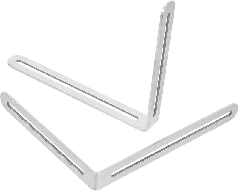 Garneck 2pcs Stainless Steel L Bracket Heavy Duty Slotted Right Angle Corner Braces 165x200mm Brushed Finish Wide Shelf Support for Wall Mounting - Image 1