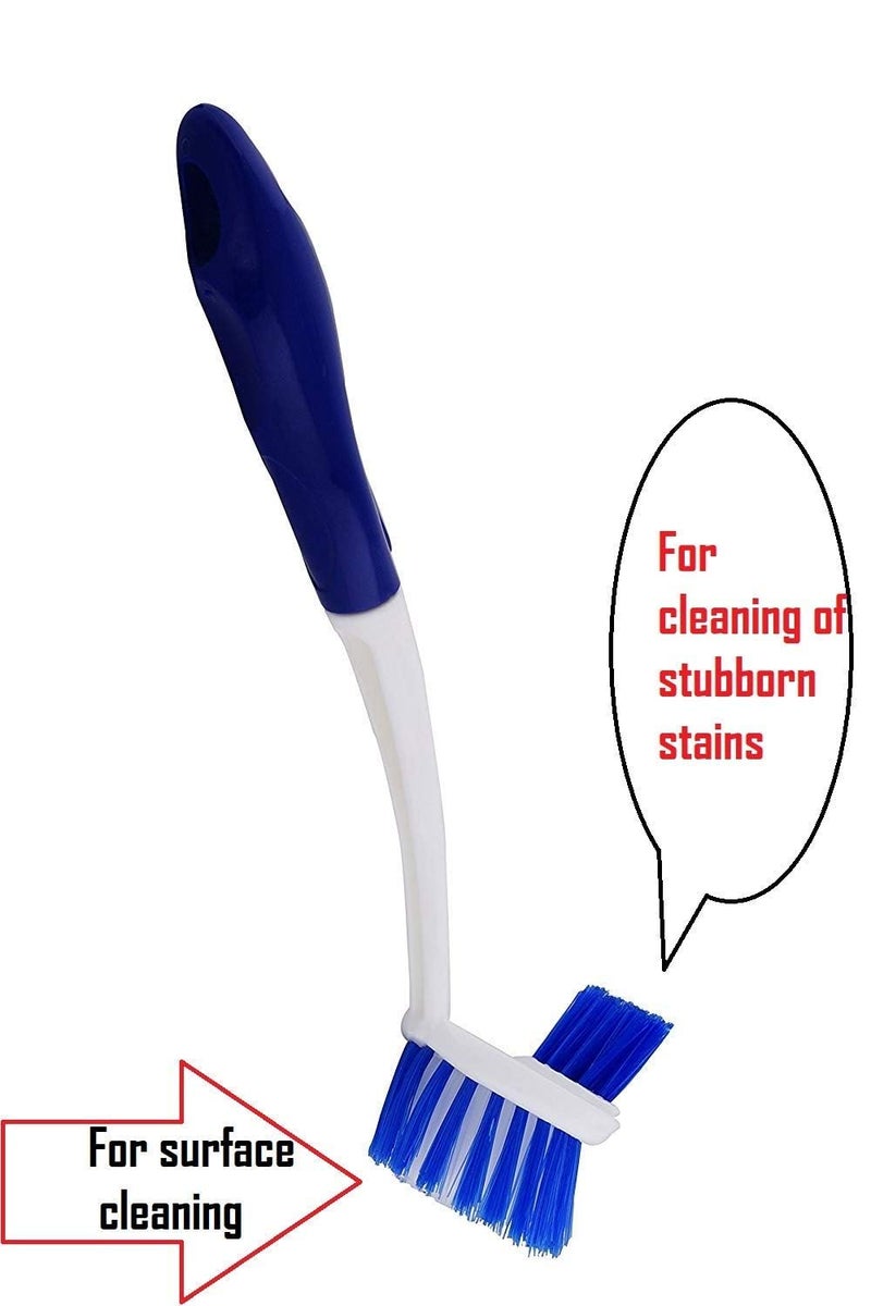 Sakoraware Dual Action Dish Brush with Plastic Handle | Featuring | Flexible | Hanging Provision | Cleaning Wash Basin for Home | Kitchen | Blue, White Pack of 1 - Image 4