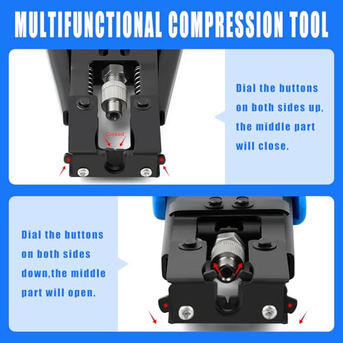 Delgada Coax Cable Crimper, 3 in 1 Multifunctional Compression Adjustable Tool for F BNC RCA,RG58 RG59 RG6, Universal Wire strippe - Image 4